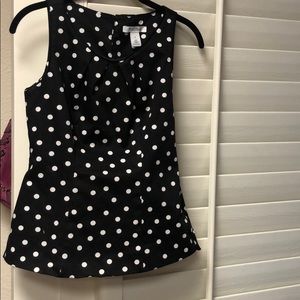 Black and white polka dot dress top